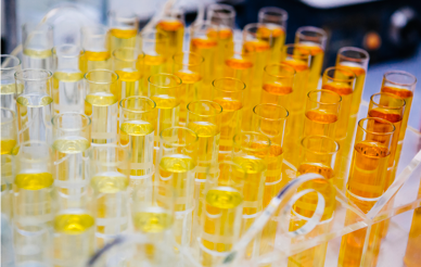 Yellow and orange substance in test tubes